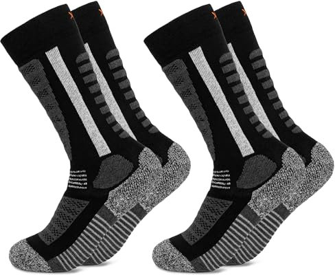 Occulto Kinder Skisocken 2er Pack (Modell: Charlie) Schwarz 31-34