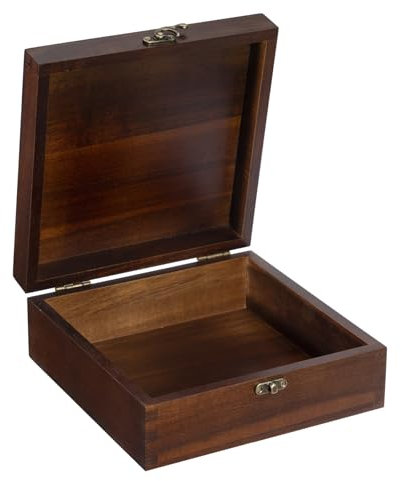 NLGQ Aufbewahrungsbox aus Holz – Holz-Aufbewahrungsbox mit Deckel für Heimdekoration, ideal für Jahrestag, Verlobung, Paare, Brautparty, 20 x 20 x 7 cm, IN-WB004, klein