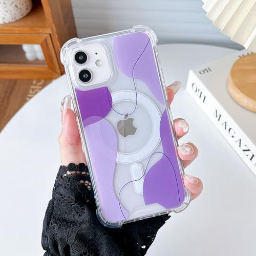 DEFBSC Magnetic Case for iPhone 11,[Compatible with MagSafe], Color Mix Aesthetic Design Cute Slim Acrylic Back Soft Shaped with Built-in Bumper Protective Phone Case for iPhone 11 - Purple