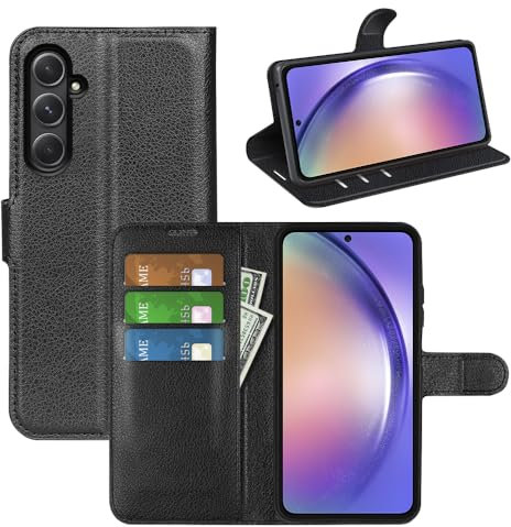 BOCTECH Cover per Samsung Galaxy A55 5G, Custodia a Libro Portafoglio in Pelle PU e Silione Morbido con Porta Carte, Magnetica e Supporto Flip Case Antiurto per Samsung Galaxy A55 5G, Nero