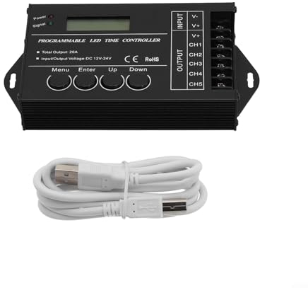 Sunrise Sunset - Unidad de control TC420 programable de tiempo RGB LED controlador de pantalla LED DC12-24 V, temporizador de 5 canales, color ajustable