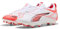 PUMA Ultra 5 Match Fg/AG Jr, Soccer Shoe Unisex - Bambini e Ragazzi, Puma White Puma Black Glowing Red, 38.5 EU