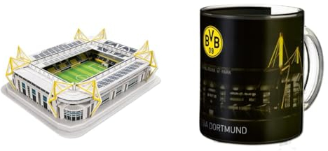 Borussia Dortmund BVB-3D-Stadionpuzzle, 74 Teile & BVB-Zauberglas,0.3 liters, 1 Stück (1er Pack)