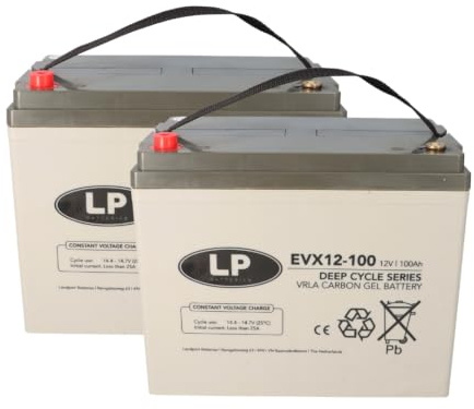 2X AGM 12V 100Ah Bleiakku Set Landport LP EVX12100 wartungsfrei VRLA zyklenfest auslaufsicher Ersatz für 60Ah 75Ah 77Ah 80Ah MP75-12C REC80-12I 12LC-75Ah