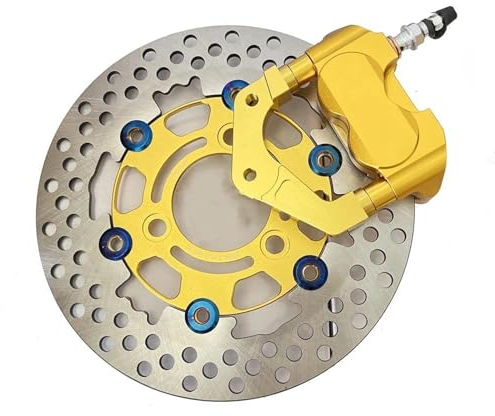Rotore Disco Freno Anteriore Moto Per Aerox RPM CNC Moto Elettrica Scooter Pinze Freno 200mm 220mm Staffa Adattatore Pompa Freno A Disco Rotore Freno Disco Moto(Gold 220mm)