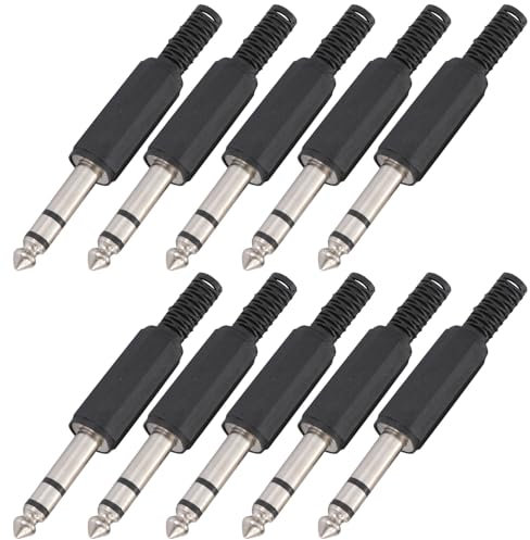 Greluma 10 pièces prise jack stéréo TRS 6,35 mm,connecteur adaptateur de type à souder 1/4 pouce pour câble de haut-parleur de guitare,câble de raccordement phono,câble de microphone