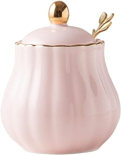 Zuckerdose mit Deckel und Löffel, 300 ml (10,6 oz) Zuckervorratsdose aus Keramik, Zuckertopf aus Porzellan
