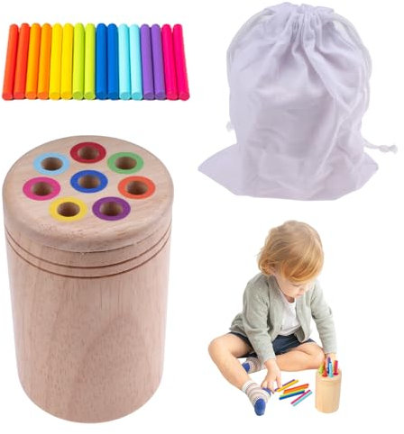 wocpvm Sortierspiel Montessori Spielzeug ab 1 2 Jahr Farbsortierspielzeug Sensorik Spielzeug Holzspielzeug pädagogisch wertvoll (8 Farben)