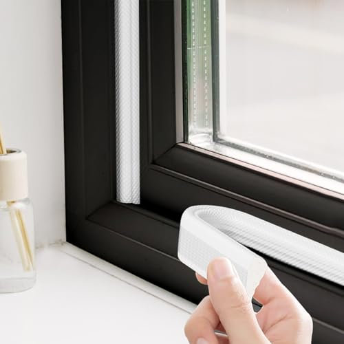 Fensterdichtung Selbstklebend Dichtungsband Fenster Türdichtung 6M Fenster Zugluftstopper Keilförmig Design für Kollision Siegel Schalldämmung Zugluft (Weiß, 6M)