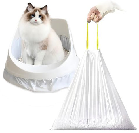 GEMMAHW 10Pcs Cat Litter Tray Liners with Drawstrings, 94x45CM Large Cat Litter Bags, Cat Litter Liners - Easy to Clean Cat Tray, Tear-Resistant Cat Tray Liner, High Load Capacity