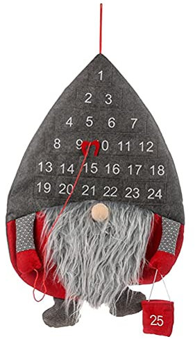 Lazyspace Weihnachtswichtel-Adventskalender 2024, grauer Hut, gesichtsloser Weihnachtsmann, Zwerg, Countdown-Ornament, Weihnachtsbaum-Anhänger mit Seil, Geschenk für Kinder