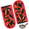 Xindojuz 2 PCS Pot Handle Holders, Cast Iron Pan Handle Cover Red Pepper Cast Iron Skillet Handle Covers Heat Resistant Non-Slip Cotton Hot Holder Sleeves Mitt for Kitchen, BBQ and Baking Cookware