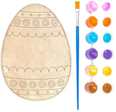 Ostereier Bastelset - Osterei aus Holz mit Pinsel, dekoratives Handwerk einfach zu bedienen für Ostern | Osterzubehör und Osterkörbe Füller für , ga