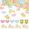 Oh Baby Konfetti Deko, 100 Stück Babyparty Tischdeko, Gender Reveal Party Deko, Baby Shower Geburtstag Party Dekorationen, Glitzer Confetti für Babyparty Party, Baby Gender Reveal Birthday Deko