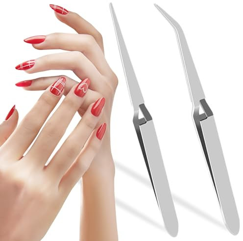 JEYORZY 2 Pcs Pinzette per Unghie, Pinza per Unghie, Pinza per Unghie, Pinze per Manicure in Acciaio Inox, Pinzette Unghie Gel, Pinzette Modellanti per Unghie, Multifunzione Clip per Unghie Strumento