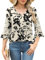 iWoo Womens Blouses Ruffle 3/4 Length Sleeve Blouse for Women V Neck Dressy Tunic Tops Lace Ruffles Sleeve Shirts(Black Floral,XL)