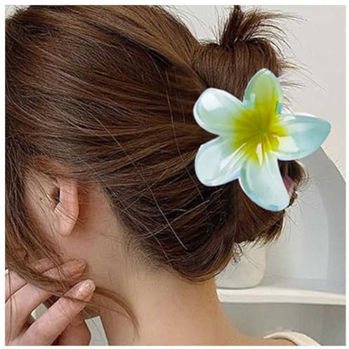 Xduargs Flor Garra Clips Gran Flor Pasador Hawaiano Floral Fuerte Sujeción Del Cabello Mandíbula Pasadores Hawaiano Plumeria Pinza De Pelo Decorativos Accesorios Para El Cabello(azul)