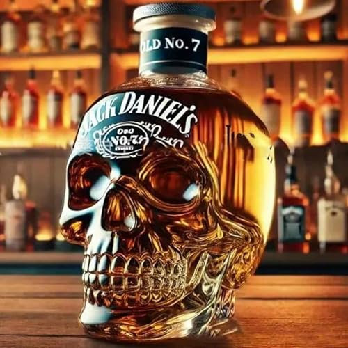JXCCA Wine Decanter, Personalized Whiskey Decanter, Whiskey Glasses for Men, Skull Shape, Suitable for Home Bar, Office Display, Suitable As A Holiday or Business Gifts, Capacity 101-200ml