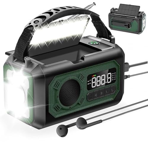 Wholede 12000mAh Radio Manovella, AM/FM Radio Portatile di Emergenza con Caricabatterie per Cellulare Radios Solare Kit di Emergenza Dinamo con Torcia SOS Allarme per Campeggio, Ourdoor