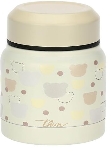 THUN - Contenitore pappa termico - Acciaio inox, PP, silicone - Collezione Baby Dolce Fattoria - Ø 9.2 cm - 11.2 cm h