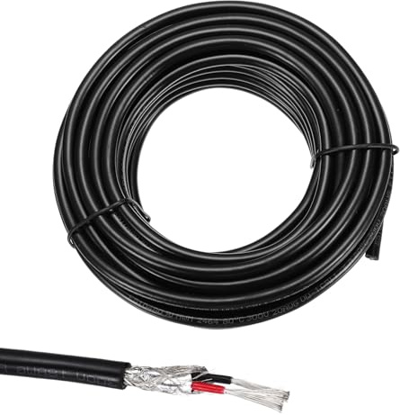 sourcing map 1 cavo schermato UL2464, 20 AWG, 9,14 m, 300 V, 2 conduttori, in PVC, con schermatura a doppio strato, per elettrodomestici, cablaggio automobilistico
