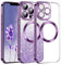 Yarxiawin for iPhone 12 Pro Max Case Clear Glitter Magnetic Compatible with Magsafe Wireless Charger for Apple iPhone 12 Pro Max Phone Case Silicone Shockproof Protective Cover Soft Slim (Lila)