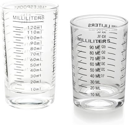 2 Stück Cl Messbecher, Cocktail Messbecher 90ml, 120ml, Messbecher Shotglas mit Waage, Cocktail Shot Glas, Espresso Schnapsgläser, füR Cocktail, Tequila, Wodka, Kaffee, Milch (Schwarz)