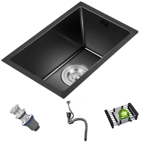 Fregadero De Cocina Empotrado De Acero Inoxidable Con Sifón – Ahorra Espacio Para Apartamentos Pequeños, Bares Y Caravanas – Instalación Sobre/bajo Encimera. Piscina.(55x45cm)