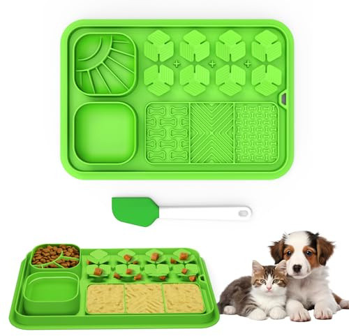 Tapiç à lécher pour chiens, gamelle à alimentation lente pour chiens et chats, tapis à lécher et à renifler en silicone - Jouet interactif pour ralentir l'alimentation et occuper, réduire les