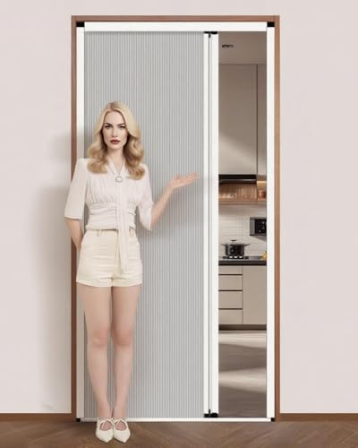Schiebetür Falttür Innentüren Ohne Bohren, 195cm Hoch Küchen Falttür Weiße, Innenbereich Falttüren für Den Kleiderschrank Schrank, Individuelles Trenngitter für Den Raumeingang(78x195cm (30 3/4 x 76 3