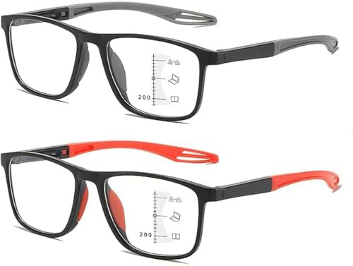 Autofokus Brille Mit Selbsteinstellung,Autofokus Presbyopie Brille,Intelligente BrilleDie Sich Automatisch Der Sehstärke Anpasst,Autozoom-𝐁rille Für Presbyopie Fern- Und Nahbrille (Rot+Grau,+2.0)