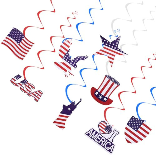 Levemolo Usa Patriotische Party Hängedekorationen Spiral Hänger mit Flaggenmotiv 8 Stück Leicht Wiederverwendbar Partyzubehör für Unabhängigkeitstag Patriotische Feiern