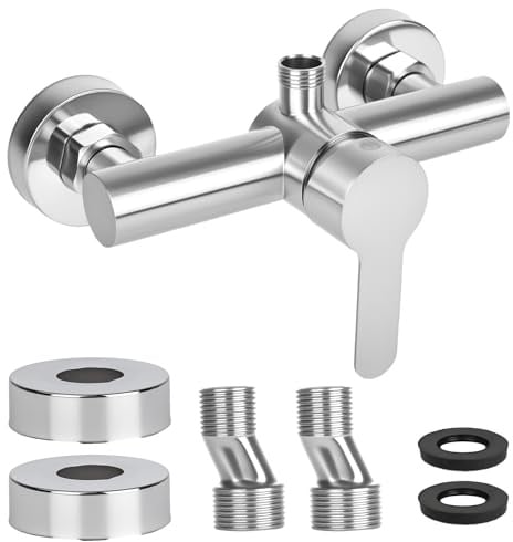 YYTECH Rubinetto da doccia monocomando, miscelatore per doccia, montaggio a parete, per bagno, in acciaio inox 304, G ½ uscita acqua verso l'alto