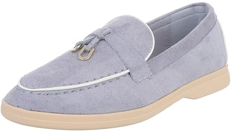 Ital Design Damen Loafer mit Blockabsatz, runde Spitze