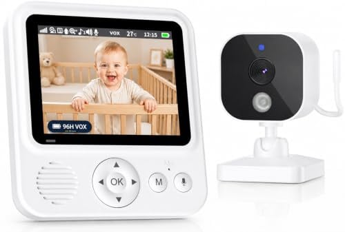 BURNNOVE Vigilabebés con Cámara 2.8 IPS, Sin WiFi y Visión Nocturna | Batería 2000mAh Hasta 96H VOX, Zoom 2X/4X, Audio Bidireccional, Temperatura y Conexión FHSS 2.4GHz Hasta 300m