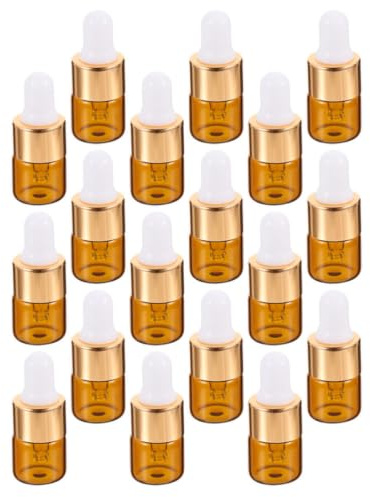 VALICLUD Lot de 25 Petites Bouteilles en Verre 1ml Pipette Dorée, Flacon de Voyage pour Huile Essentielle et Parfum, Protection les Uv, Format Mini Pratique Couleur Couleur Aléatoire