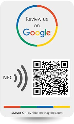 MESSAGENES | Aufkleber Google mit QR und NFC | Schilder Bewertung NFC und QR Code | 1 Rechteckige Einheit | Google Review | Bewertungen in 1 Klick | Erhöht Bewertungen in Google Ihrer Business