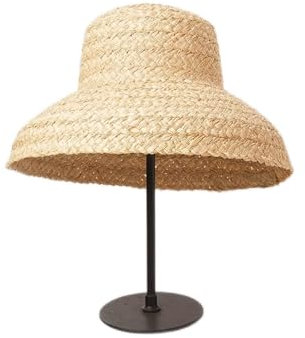 Niña Sombrero de Sol Sombrero de paja hecho a mano para mujeres retro plano grande sombrero de paja señoras al aire libre sol playa verano sombreros Verano Sombrero ( Color : C , Size : L )