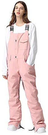 SEARIPE Damen-Skihose, wasserdicht, isoliert, verstellbare Overalls, Ripstop-Snowboard-Hose, Helles Pink, Small