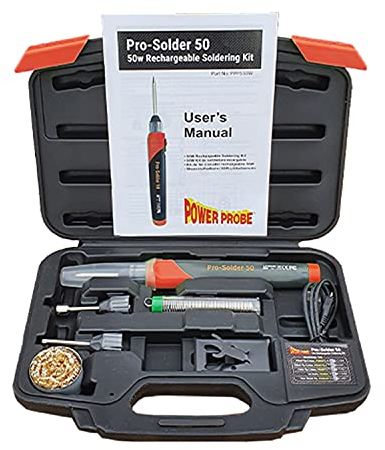 Power Probe Pro-Solder - Saldatore elettrico portatile, ricaricabile, con temperatura di funzionamento in 10 secondi, durata della batteria 35 minuti, 50 W