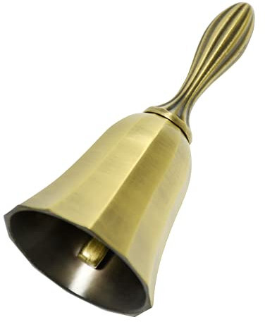 Dereine Campanello a Mano,Campana a Mano in Metallo,Campanello a Mano Classico,Campanello da Tavolo in Metallo,Campanello Di Servizio per Ristorante,Hotel,Negozi (Bronzo-A)
