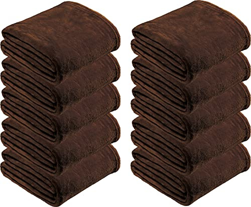 REDBEST Microfaserdecke Amarillo 10er-Pack, Fleece-Wohndecke, Sofadecke braun Größe 150x200 cm - kuscheliger Teddyfleece, pflegeleicht, waschbar