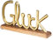 levandeo Schriftzug Glück L30cm Metall Gold Mango Holz Deko Aufsteller Tischdeko Wohndekoration Happy Geschenk