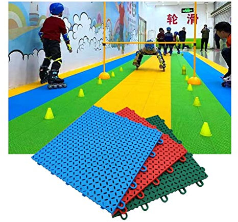 Tapis Caillebotis en Caoutchouc 25CM Carreaux De Sol Modulaires À Emboîtement Pour Salle De Patinage À Roulettes, Tapis De Sol En Plastique De Bricolage Avec Trous De Drainage, Antidérapant Et Résista