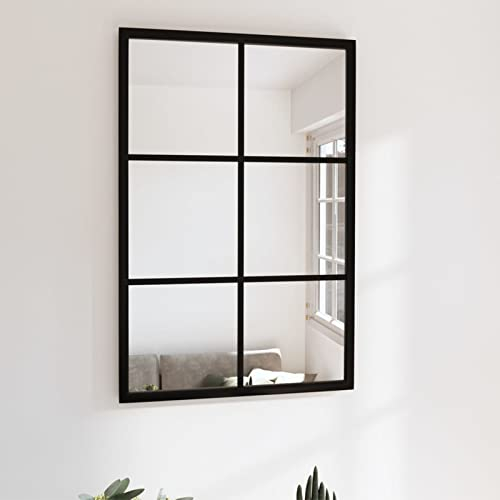 Gecheer Wandspiegel, Spiegel Garderobenspiegel Flurspiegel Frisierspiegel Hängespiegel Dekospiegel Schwarz 60x40 cm Metall