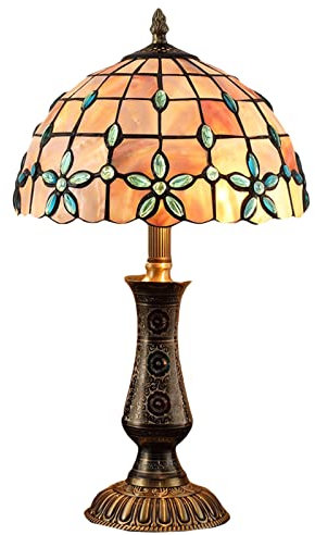 12 Natural Shell Peacock Table Lamps Lilac Flower Tiffany Stained Glass Art Decor Lampshade Table Lights for BAR Living Room Bedside