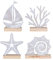 levandeo 4er Set Aufsteller Deko Maritim Holz Metall Natur Muschel Boot Koralle Seestern Meer Tischdeko Dekoration