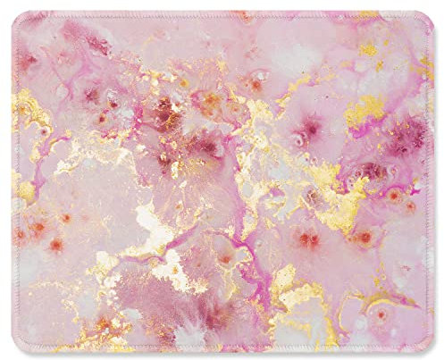 ITNRSIIET Tapis de Souris Gaming Tapis Souris avec Bord Cousu et Base en Caoutchouc Antidérapante, Surface Spéciale Texturée Résistant à Usure, 260 x 210mm Epaisseur 3mm,Abstrait Or Rose