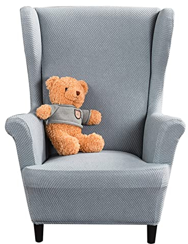 NOPEXTO Sesselhusse Ohrensessel Bezüge, Ohrensessel-Abdeckung Für Kinder, Sessel-Überwürfe Ohrensessel Überzug Bezug Sesselhusse Elastisch Husse Für Ohrensessel (Blau Grau)