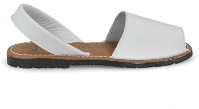 PAYMA - Sandales Menorquinas Avarcas Plates pour Femme Homme Unisexe. Espadrilles Menorcan d'Été. Article en Cuir de l'Espagne. Plante Rembourrée. Couleur: Blanc, Taille: EU 41